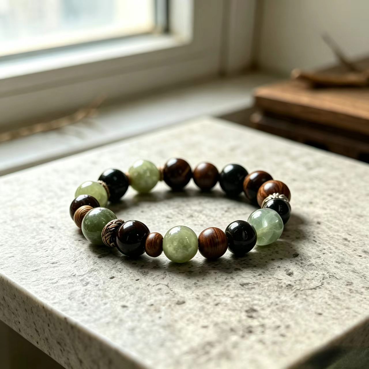  Oriental Feng Shui Wood Energy Crystal Bead Bracelet